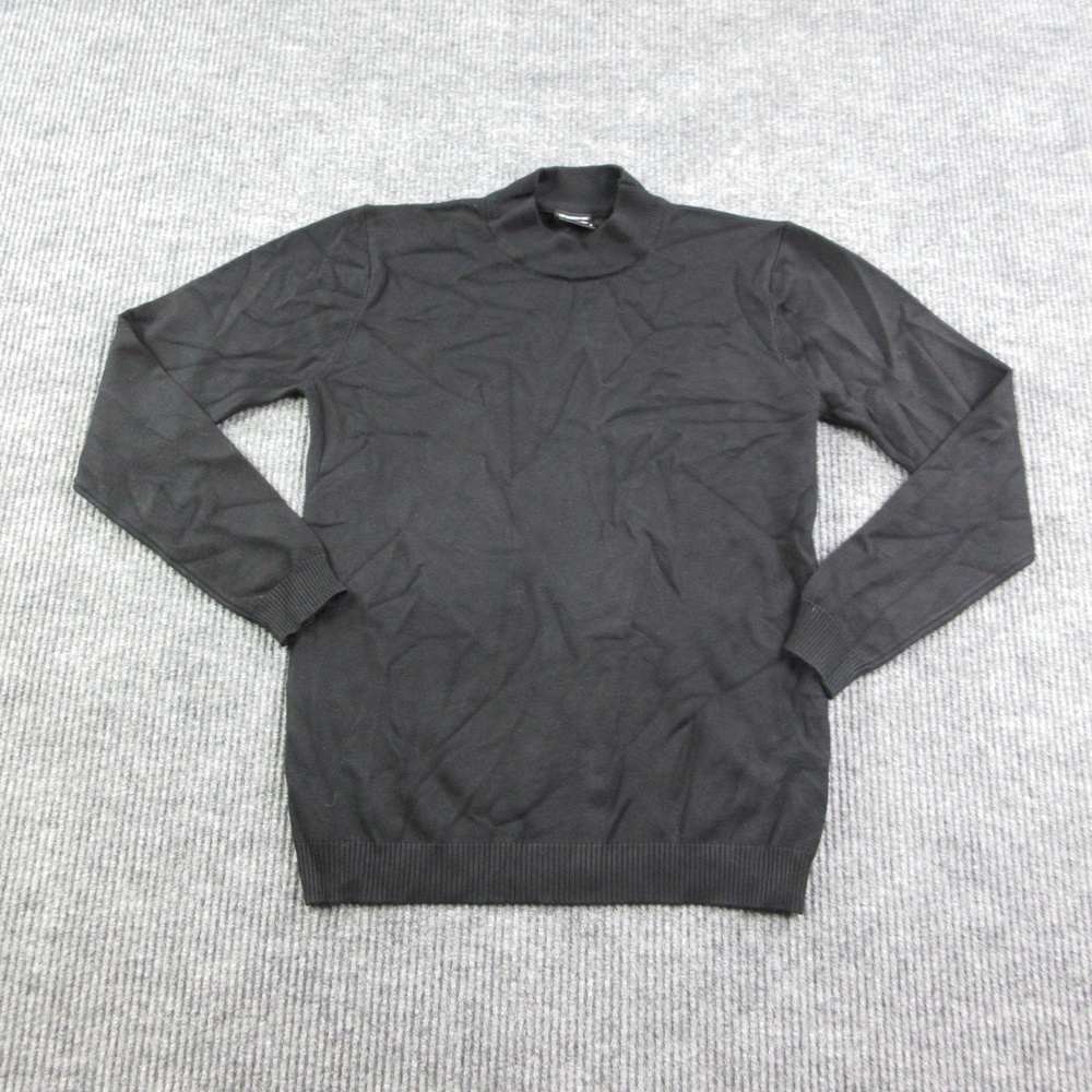 LOST MANAGEMENT GIOBE Sweater Mens S Black Mock Neck Pullover Lightweight NWOT